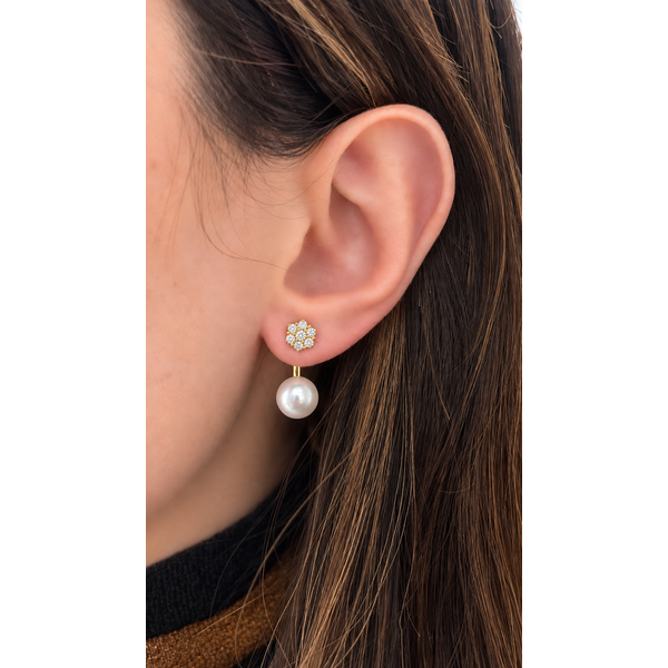 Pearl & Diamond Floral Jacket Earrings Image 2 Mollys Jewelers Brooklyn, NY