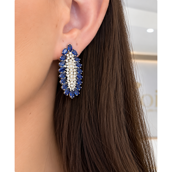 SapphireLustre Diamond Cluster Earrings Image 2 Mollys Jewelers Brooklyn, NY