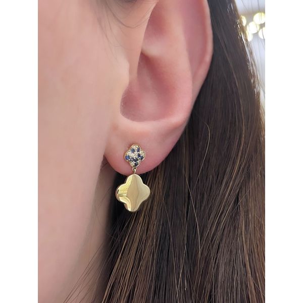 BlueClover Dangle Sapphire Earrings Image 2 Mollys Jewelers Brooklyn, NY