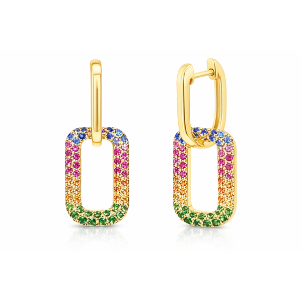 RainbowLink Multi-Sapphire Hoop Earrings Mollys Jewelers Brooklyn, NY