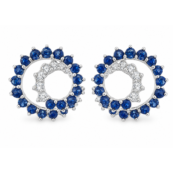White Gold SapphireHalo Diamond Circle Earrings Mollys Jewelers Brooklyn, NY