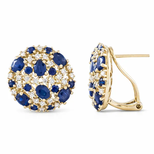 Yellow Gold Sapphire Wreath Diamond Earrings – Bloom Mollys Jewelers Brooklyn, NY