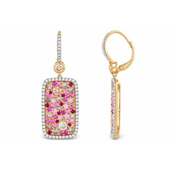 SunsetGleam Ruby & Pink Sapphire Drop Earrings Mollys Jewelers Brooklyn, NY