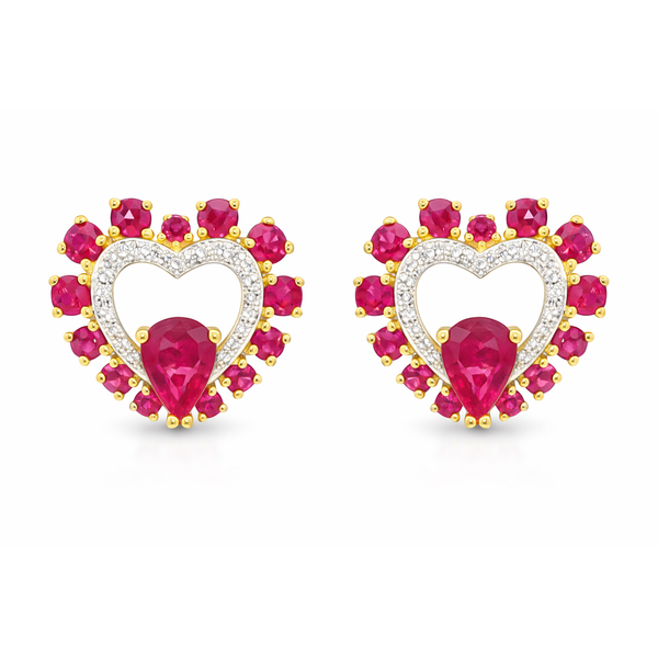 Yellow Gold RubyHeart Diamond Earrings Mollys Jewelers Brooklyn, NY