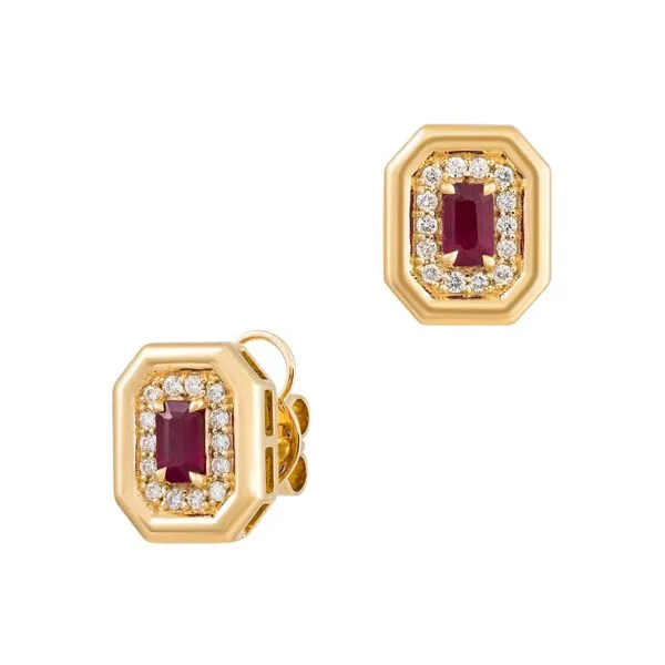 Yellow Gold Regalia Ruby & Diamond Earrings Mollys Jewelers Brooklyn, NY