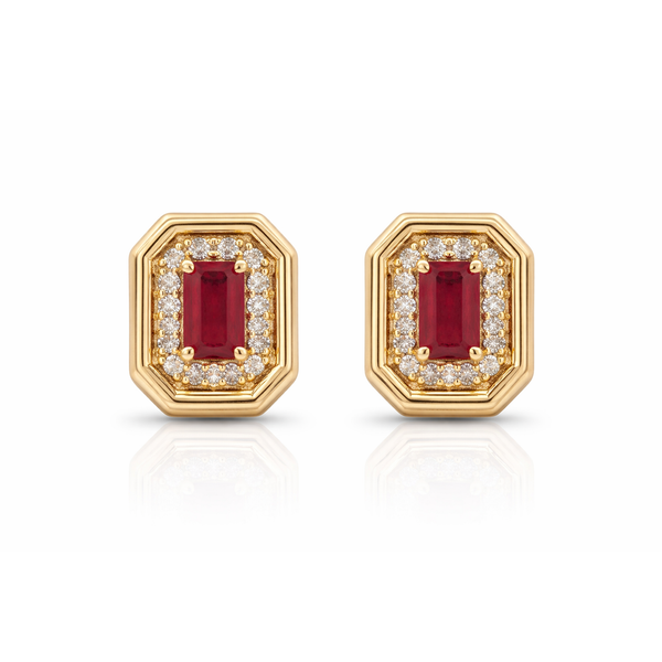 Yellow Gold Regalia Ruby & Diamond Earrings Mollys Jewelers Brooklyn, NY