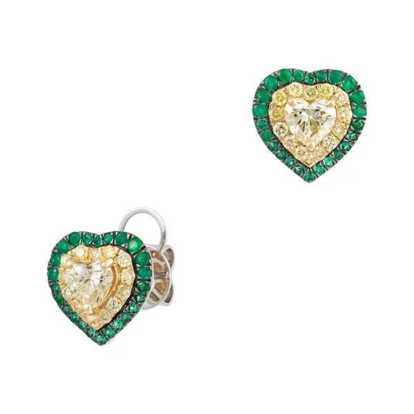 White Gold EmeraldHalo Diamond Heart Earrings – 1.04ct Mollys Jewelers Brooklyn, NY