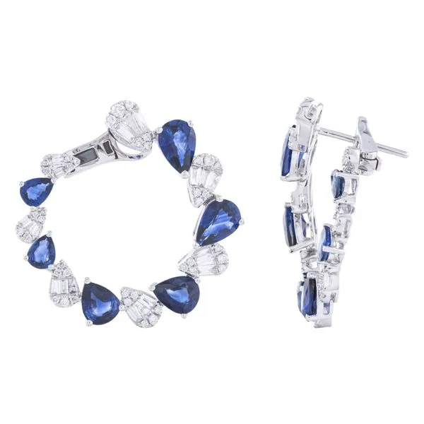 White Gold Twinflare Sapphire & Diamond Earrings Mollys Jewelers Brooklyn, NY