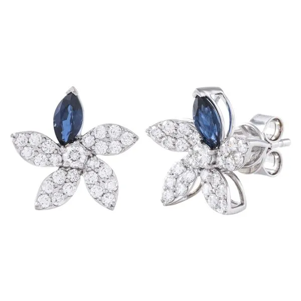 White Gold PetalSapphire Diamond Earrings Mollys Jewelers Brooklyn, NY