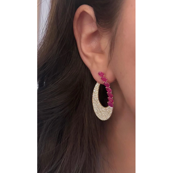 Ruby Crescent Diamond Pavé Earrings Image 3 Mollys Jewelers Brooklyn, NY