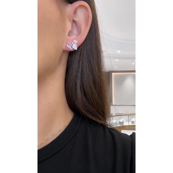 Blushing Petals Pink Sapphire & Diamond Earrings Image 2 Mollys Jewelers Brooklyn, NY