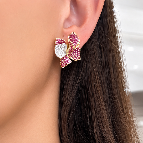 Ruby Petal Embrace Diamond Earrings Image 2 Mollys Jewelers Brooklyn, NY