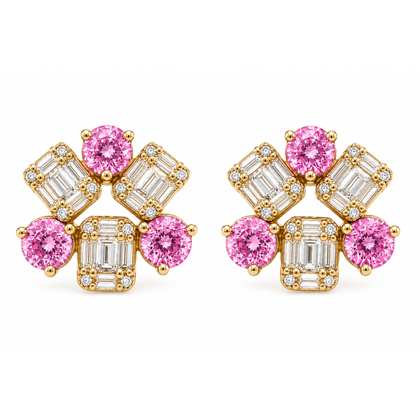 Pink Radiance Diamond Mosaic Earrings Mollys Jewelers Brooklyn, NY