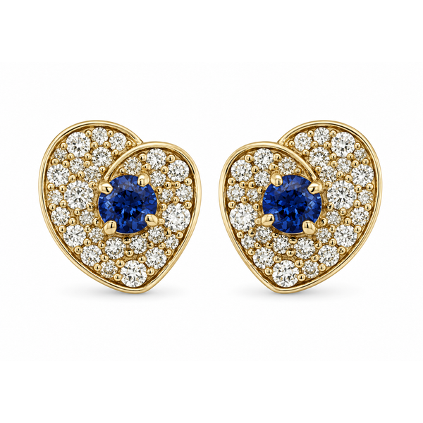 Sapphire Heart Diamond Stud Earrings Mollys Jewelers Brooklyn, NY