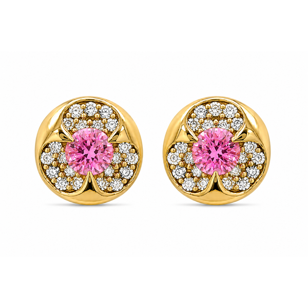 Pink Sapphire Radiance Diamond Stud Earrings Mollys Jewelers Brooklyn, NY