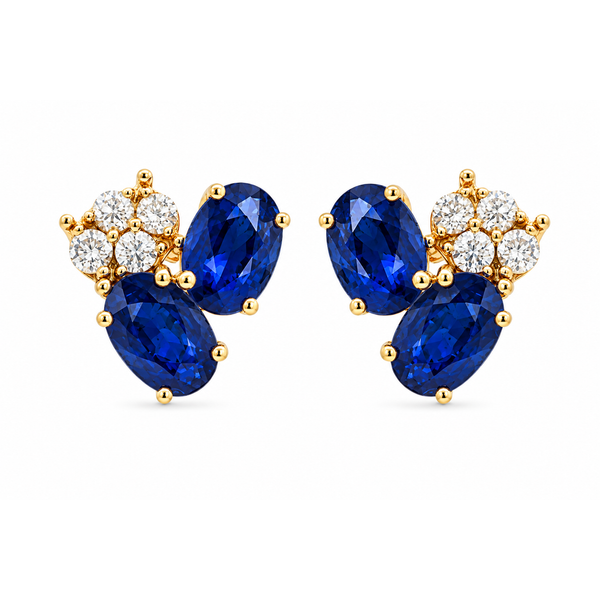 Sapphire Blossom Diamond Cluster Earrings Mollys Jewelers Brooklyn, NY