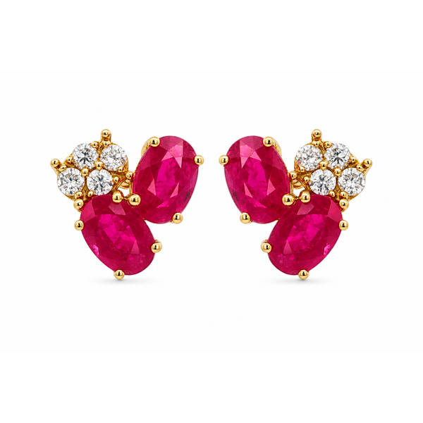Ruby Blossom Diamond Cluster Earrings Mollys Jewelers Brooklyn, NY