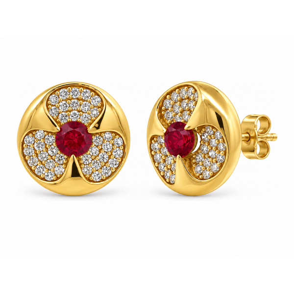 Ruby Blossom Diamond Medallion Earrings Mollys Jewelers Brooklyn, NY