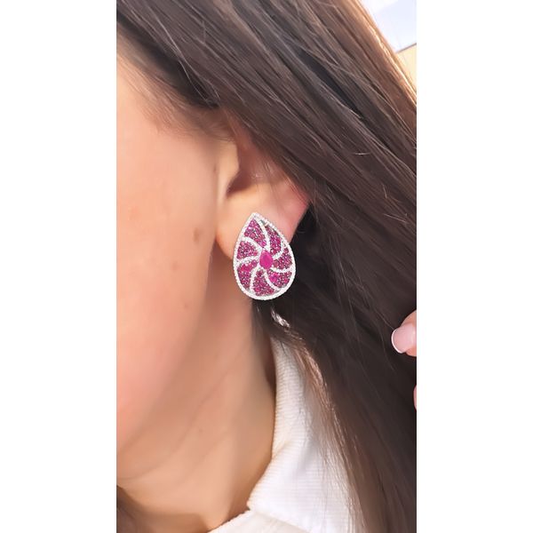 RubyFlair Diamond Teardrop Earrings Image 2 Mollys Jewelers Brooklyn, NY