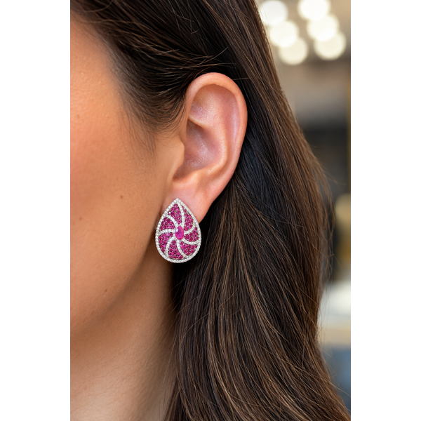 RubyFlair Diamond Teardrop Earrings Image 2 Mollys Jewelers Brooklyn, NY