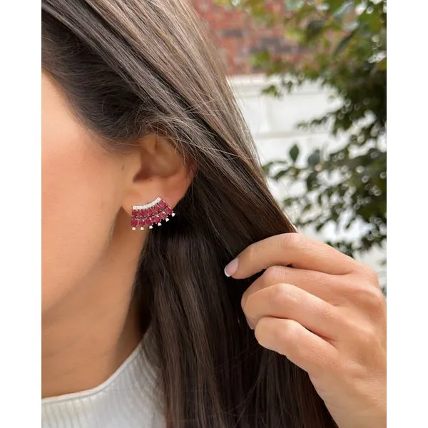 Ruby Fan Drop Earrings – Diamond Fringe Shine Image 2 Mollys Jewelers Brooklyn, NY