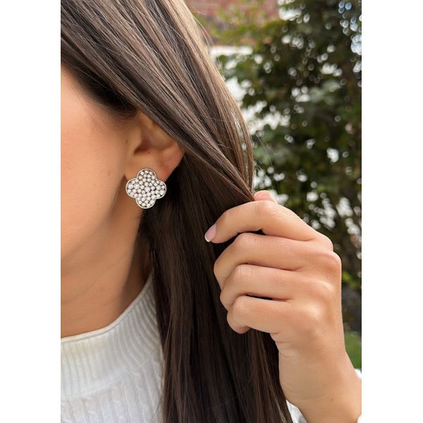 PearlClover Diamond Accent Earrings Image 2 Mollys Jewelers Brooklyn, NY