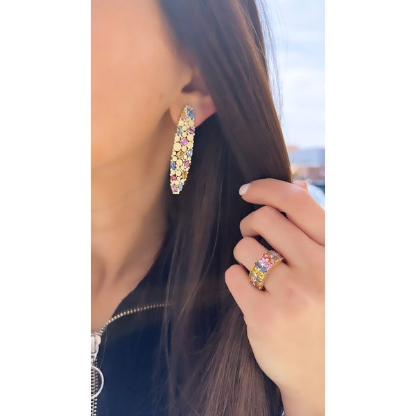 SapphireMosaic Diamond Drop Earrings Image 2 Mollys Jewelers Brooklyn, NY