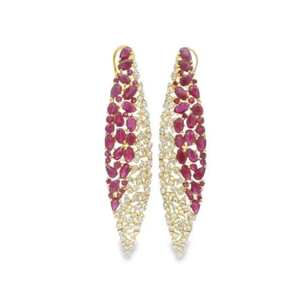 Yellow Gold RubyFlare Drop Earrings – 9.78ct & 2.72ct Mollys Jewelers Brooklyn, NY