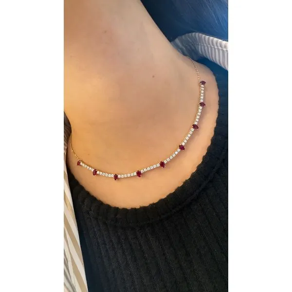 14Kt Yellow Gold Ruby & Diamond Necklace – 2.15 Ct Rubies, 0.71 Ct Diamonds Image 2 Mollys Jewelers Brooklyn, NY