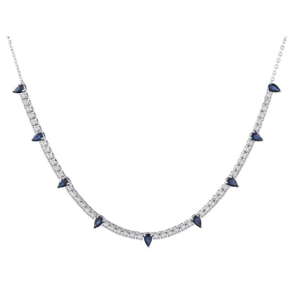 White Gold SapphireLuxe Pear Sapphire & Diamond Necklace Mollys Jewelers Brooklyn, NY
