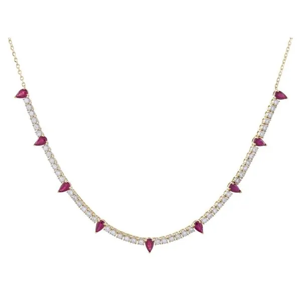 White Gold RubyLuxe Pear Ruby & Diamond Necklace Mollys Jewelers Brooklyn, NY