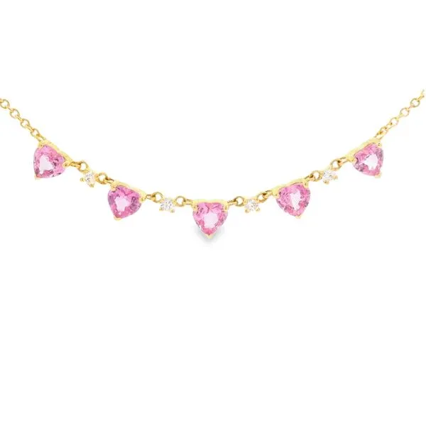 Pink Sapphire Heart Necklace Mollys Jewelers Brooklyn, NY