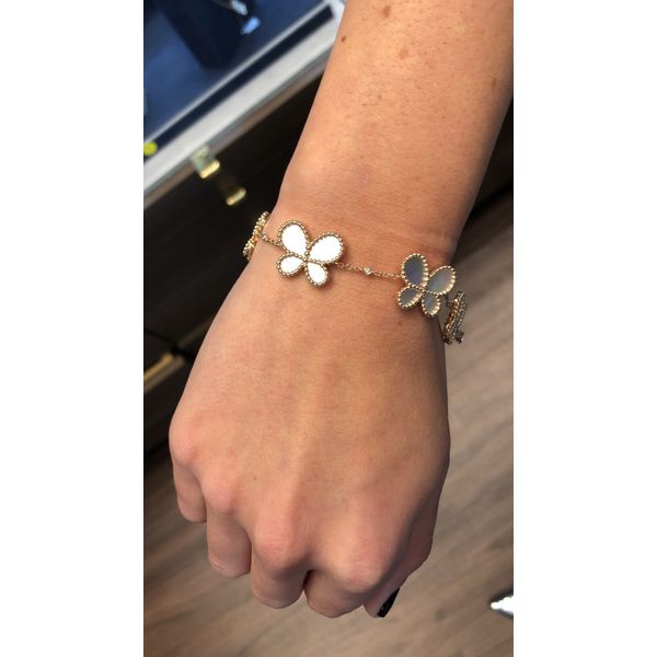 Rose Gold Mother of Pearl Butterfly Bracelet – Diamond Accent Design Image 2 Mollys Jewelers Brooklyn, NY