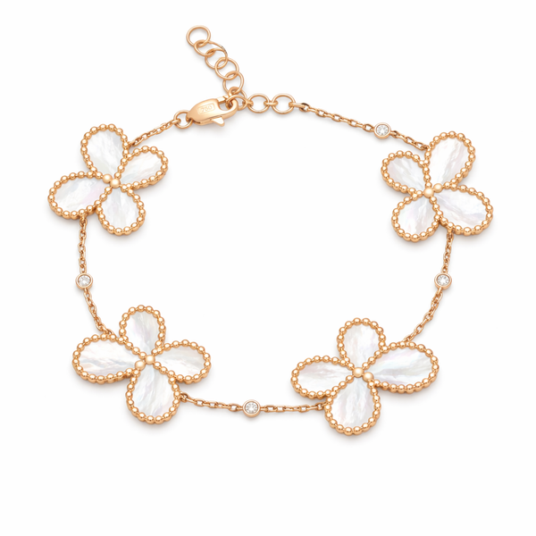 Rose Gold Mother of Pearl Butterfly Bracelet – Diamond Accent Design Mollys Jewelers Brooklyn, NY