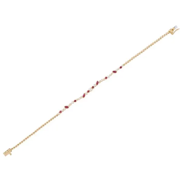 Yellow Gold RubyLeaf Diamond & Ruby Bracelet Mollys Jewelers Brooklyn, NY