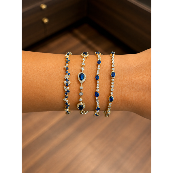 Yellow Gold SapphireCurve Diamond Bracelet Image 2 Mollys Jewelers Brooklyn, NY