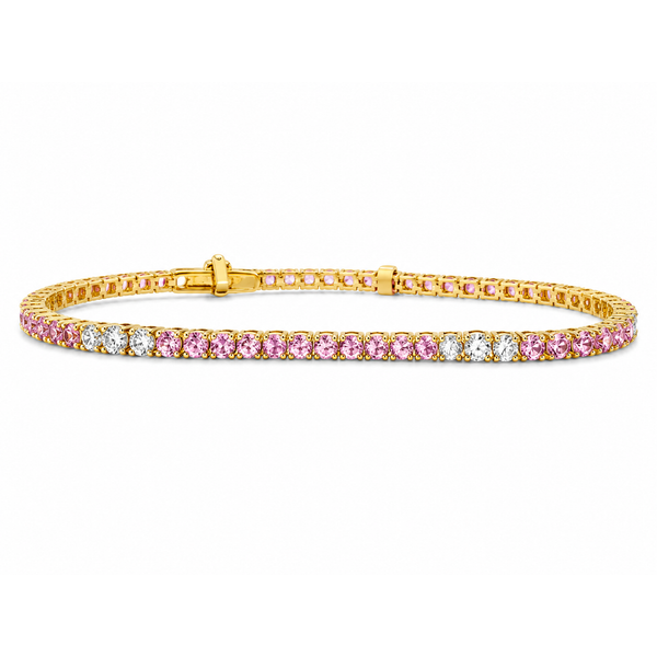 Pink Sapphire Diamond Accent Tennis Bracelet Mollys Jewelers Brooklyn, NY