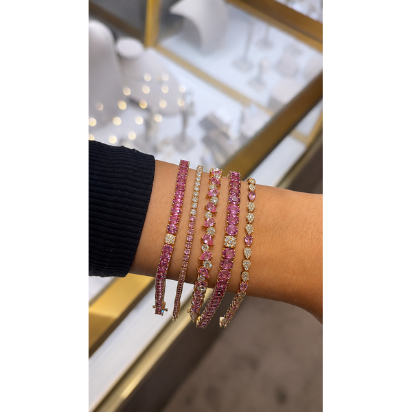 Pink Sapphire Ombre Tennis Bracelet Image 4 Mollys Jewelers Brooklyn, NY