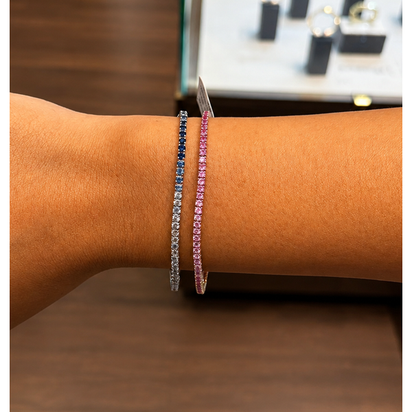 Blue Sapphire Ombre Tennis Bracelet Image 2 Mollys Jewelers Brooklyn, NY