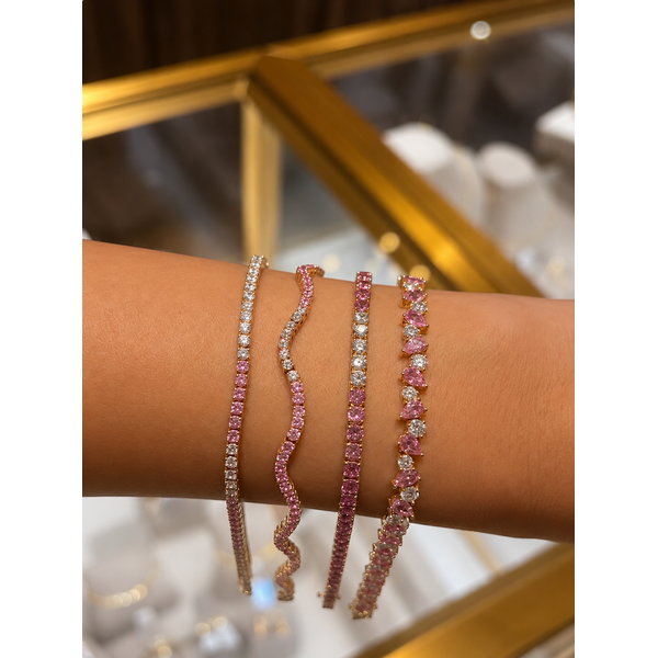14K Yellow Gold Pink Sapphire Ombré Tennis Bracelet – 7.02 CTW Image 2 Mollys Jewelers Brooklyn, NY