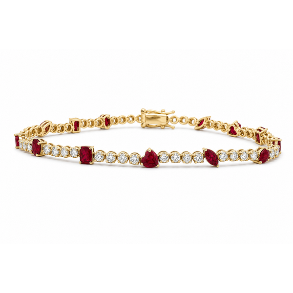 Ruby & Diamond Mixed Shape Tennis Bracelet Mollys Jewelers Brooklyn, NY
