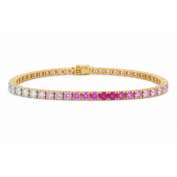 Pink Sapphire Spectrum Ombre Tennis Bracelet Mollys Jewelers Brooklyn, NY