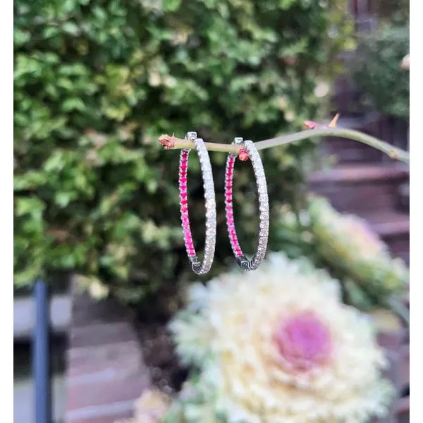 Diamond Hoop Image 2 Mollys Jewelers Brooklyn, NY