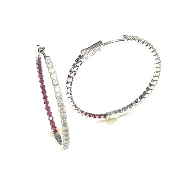 Diamond Hoop Image 3 Mollys Jewelers Brooklyn, NY