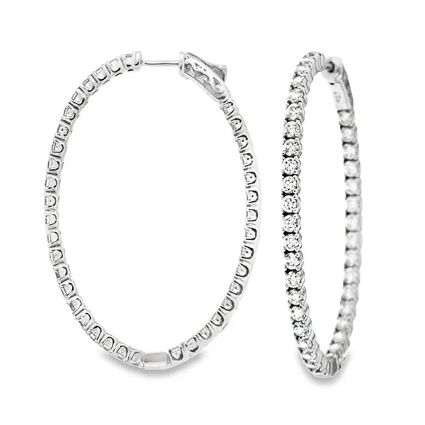 3.8 Carat Diamond Oval Hoop 1.75 Inch Mollys Jewelers Brooklyn, NY