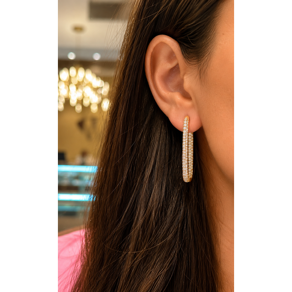 Diamond Hoop Earrings In Yellow Gold Image 3 Mollys Jewelers Brooklyn, NY