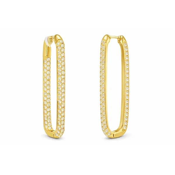 Diamond Hoop Earrings In Yellow Gold Mollys Jewelers Brooklyn, NY