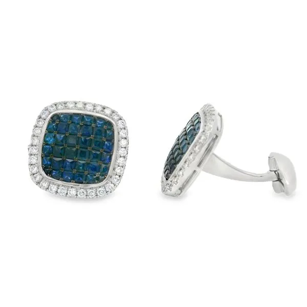 White Gold Sapphire & Diamond Cufflinks – 4.40 Ct Sapphires, 0.93 Ct Diamonds Mollys Jewelers Brooklyn, NY