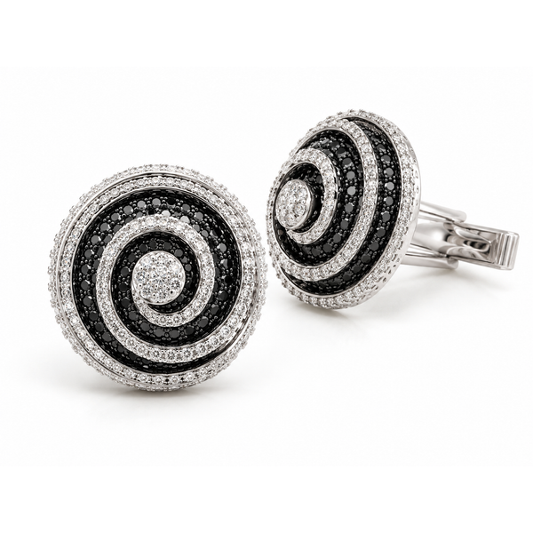 Gent's 14K White Gold Black & White Diamond Cufflinks – 4.25 CTW Mollys Jewelers Brooklyn, NY