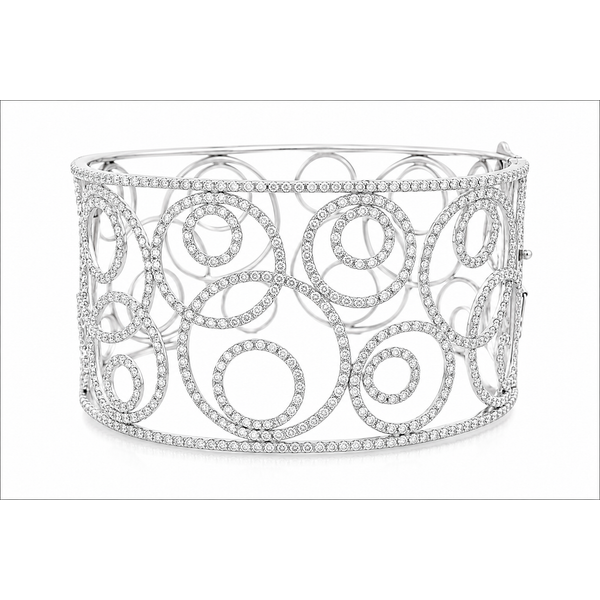 Radiant Circles White Gold Diamond Cuff Bangle – 5.69 Carats Mollys Jewelers Brooklyn, NY